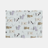 ブルドッグフランスのパターン フリースブランケット (正面(横))