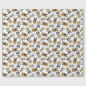 ブルドッグフランスのパターン ラッピングペーパー (フラット)