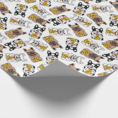 ブルドッグフランスのパターン ラッピングペーパー (角)