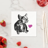 ブルドッグフランスのパピースケッチカクテル紙ナプキンス スタンダードカクテルナプキン (インサイチュ)