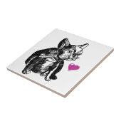 ブルドッグフランスのパピースケッチセラミック写真タイル タイル (側面)