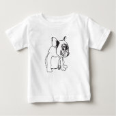 ブルドッグフランスのパピースケッチ素晴らしジャージーTシャツ ベビーTシャツ (正面)