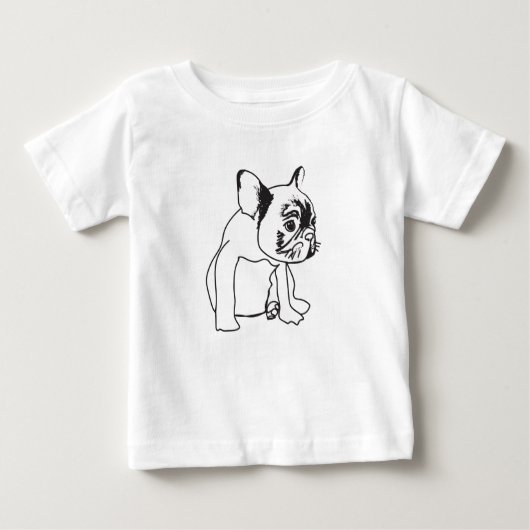 ブルドッグフランスのパピースケッチ素晴らしジャージーTシャツ ベビーTシャツ (正面)