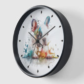 ブルドッグフランスのパピーフランスの水のカラーアート 壁時計 (傾斜)