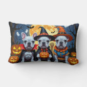 ブルドッグフランスのパンプキンハロウィンおもしろい ランバークッション (裏面)