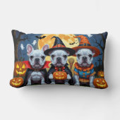 ブルドッグフランスのパンプキンハロウィンおもしろい ランバークッション (正面)