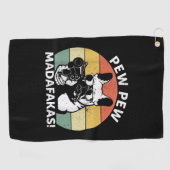 ブルドッグフランスのピューMadafakasピュー熱狂する ゴルフタオル (横)