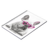 ブルドッグフランスのピンク眼鏡スパイラルフォトノートブック ノートブック (左側)