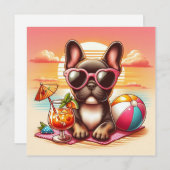 ブルドッグフランスのフラットカード (正面/裏面)