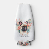 ブルドッグフランスのフラワーコールドビールフレンチーキス ボトルクーラー (正面)