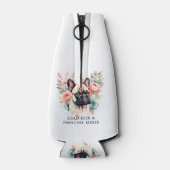 ブルドッグフランスのフラワーコールドビールフレンチーキス ボトルクーラー (裏面)