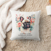 ブルドッグフランスのフラワーズコーヒーとフランスキス クッション (ブランケット)