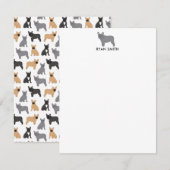 ブルドッグフランスのフランス ノートカード (正面/裏面)