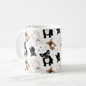 ブルドッグフランスのフレンチアップと水玉模様 コーヒーマグカップ (正面左)