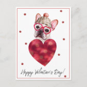 ブルドッグフランスのフレンチバレンタインデーのギフトドッグ ポストカード (正面)