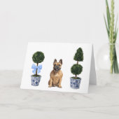 ブルドッグフランスのフレンチワン犬の水のカラーカード カード (正面)