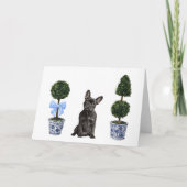 ブルドッグフランスのフレンチー水の色の子犬 カード (正面)