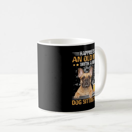 ブルドッグフランスのフレンチー犬の幸せは古い馬である コーヒーマグカップ (正面右)