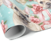 ブルドッグフランスのフロリックパステルホリデーギフト ラッピングペーパー (ロールコーナー)