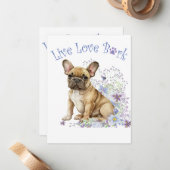 ブルドッグフランスのフローラ ノートカード (正面/裏面インサイチュ)