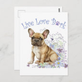 ブルドッグフランスのフローラ ポストカード (正面/裏面)