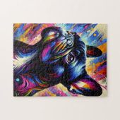 ブルドッグフランスのブラックアクリルプリント |カラフル | ジグソーパズル (横)