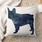 ブルドッグフランスのブラックウォーターカラーシルエット クッション (ブランケット)