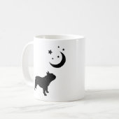 ブルドッグフランスのブラックシルエット コーヒーマグカップ (正面左)