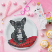 ブルドッグフランスのブラックピロー写真 ペーパープレート (パーティー)