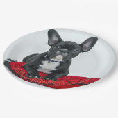 ブルドッグフランスのブラックピロー写真 ペーパープレート (アングル)