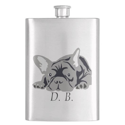 ブルドッグフランスのブラック フラスク (正面)