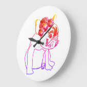 ブルドッグフランスのブルドッグパピー甘い犬の壁時計 ラージ壁時計 (傾斜)