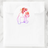 ブルドッグフランスのブルドッグパピー甘い犬ステッカー ラウンドシール (バッグ)