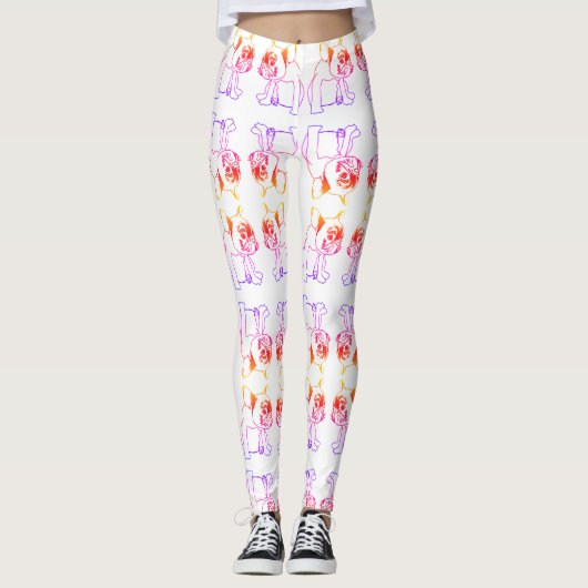 ブルドッグフランスのブルドッグ子犬ピンクかわいいレギンス レギンス (正面)