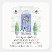 ブルドッグフランスのブルードア新しい住所ラベルシール スクエアシール (正面)