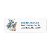 ブルドッグフランスのブルーフローラ差出人住所 ラベル (正面)