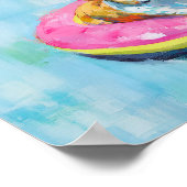 ブルドッグフランスのプールフロートアートプリント：サマードッグ ポスター (角)