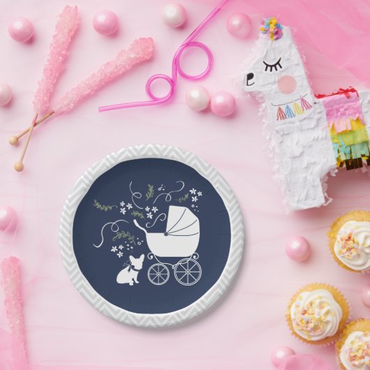 ブルドッグフランスのベビーシャワープレートデザイン2 ペーパープレート (パーティー)