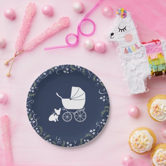 ブルドッグフランスのベビーシャワープレートデザイン3 ペーパープレート (パーティー)