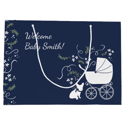 ブルドッグフランスのベビーシャワー抱き枕 ラージペーパーバッグ (裏面)