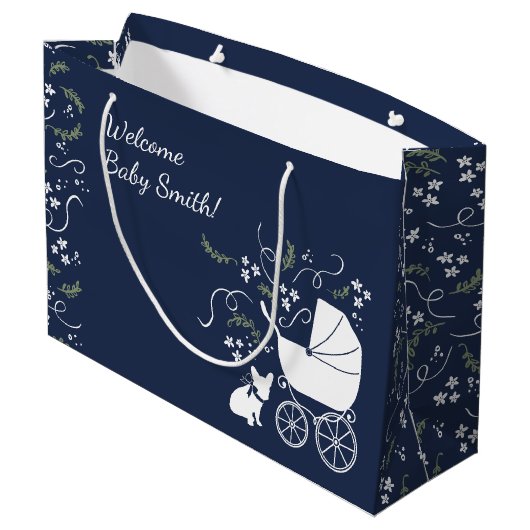 ブルドッグフランスのベビーシャワー抱き枕 ラージペーパーバッグ (裏面アングル)