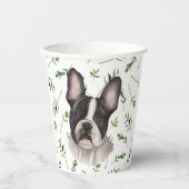 ブルドッグフランスのベビーシャワー水カラーテーマ 紙コップ (正面)