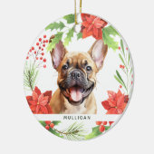 ブルドッグフランスのペットパーソナライズされたドッグクリスマス セラミックオーナメント (左)