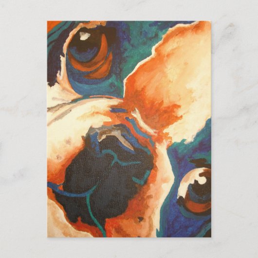 ブルドッグフランスのペットポートレート ポストカード (正面)