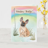ブルドッグフランスのペット悔やみや弔慰オーバーレインボーブリッジ カード (黄色い花)