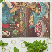 ブルドッグフランスのホリデーベーキング:フェスティバルクリスマス キッチンタオル (折り畳み)