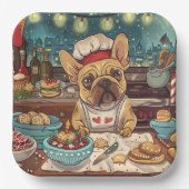 ブルドッグフランスのホリデーベーキング:フェスティバルクリスマス ペーパープレート (正面)