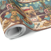 ブルドッグフランスのホリデーベーキング:フェスティバルクリスマス ラッピングペーパー (ロールコーナー)