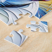 ブルドッグフランスのホワイトアクリルプリント |カラフル | ジグソーパズル (側面)