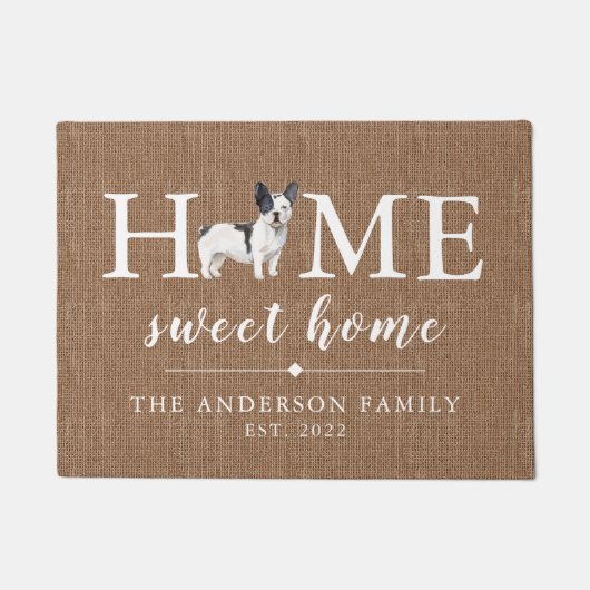 ブルドッグフランスのホームスイートホームドルマット ドアマット (正面)